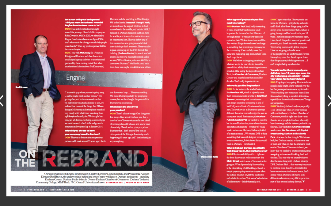 Engine Brandmakers Full-Spread Feature in Durham Magazine